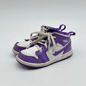 Nike‎ Air Jordan 1 Purple Venom Mid Sneakers 9C Toddler Child DQ8425-511 School